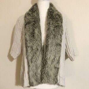 Zara Fur Collar Short Sleeve Sweater